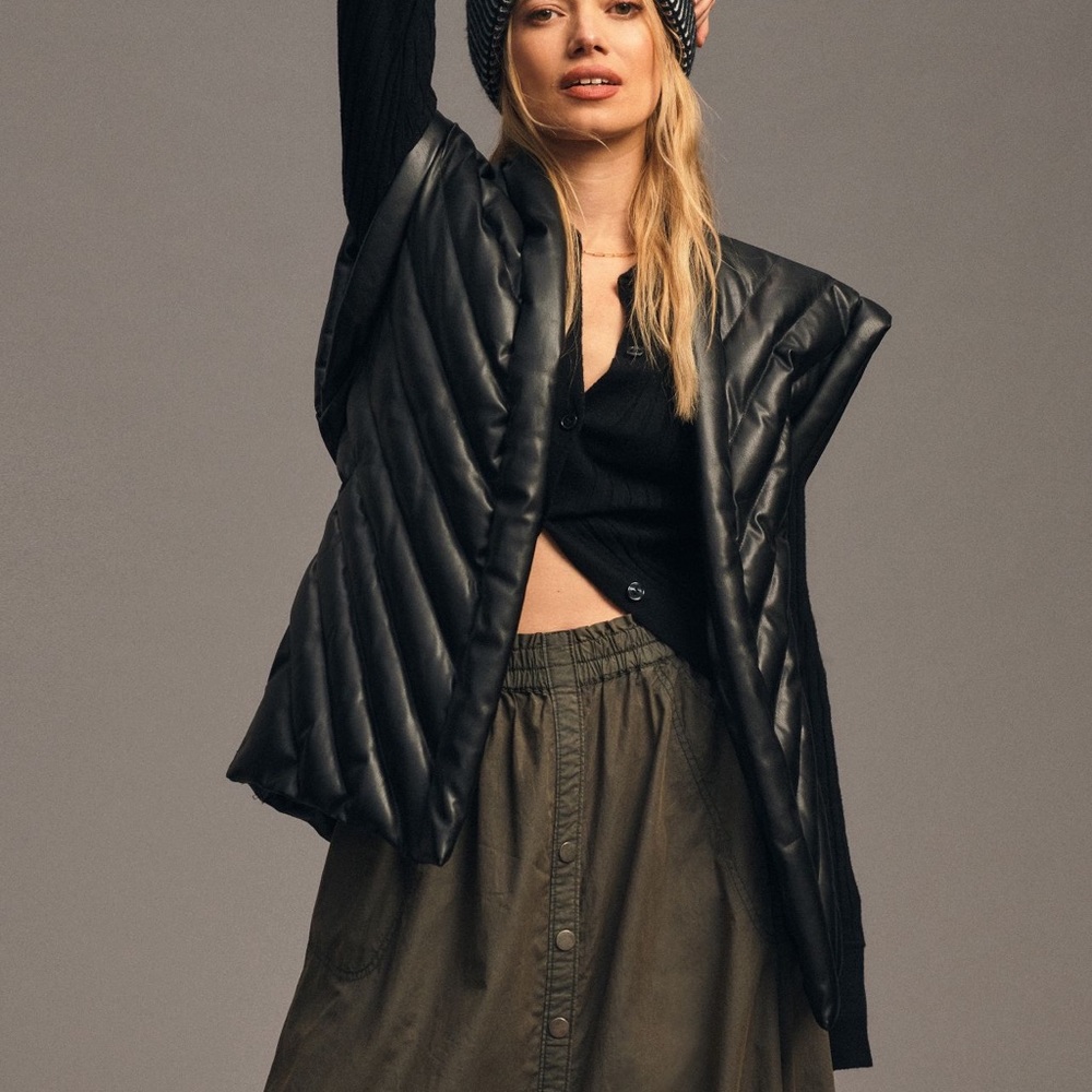 BlankNYC Anthropologie faux leather puffer vest